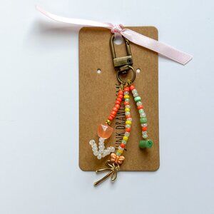 Handmade Floral + Pearl Beaded Keychain